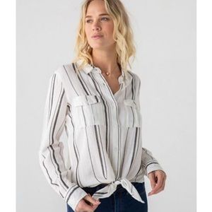 Thread and Supply Striped Tie Front Long Sleeve
